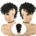 thumbnail image 4 of Afro High Puff Bun Mohawk Ponytail with Bangs Short Kinky Curly Ponytail Hairpieces for Black Women, 4 of 7