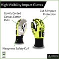 Cordova 7720 HighVisibility Impact Gloves, Corded Canvas Palm, Spandex
