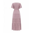 thumbnail image 6 of Xaqiouau Womens Boho Floral Maxi Dress Short Sleeve Casual Summer Long Dress Crew Neck Flowy A Line Beach Vacation Dress, 6 of 7