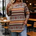 thumbnail image 1 of TaTaai 3/4 Sleeve Printed Top Feminine Fit Women's Plus Size Fashion Elegant Off-Shoulder Loose All Season Semi-Formal Blouse Gift, 1 of 6