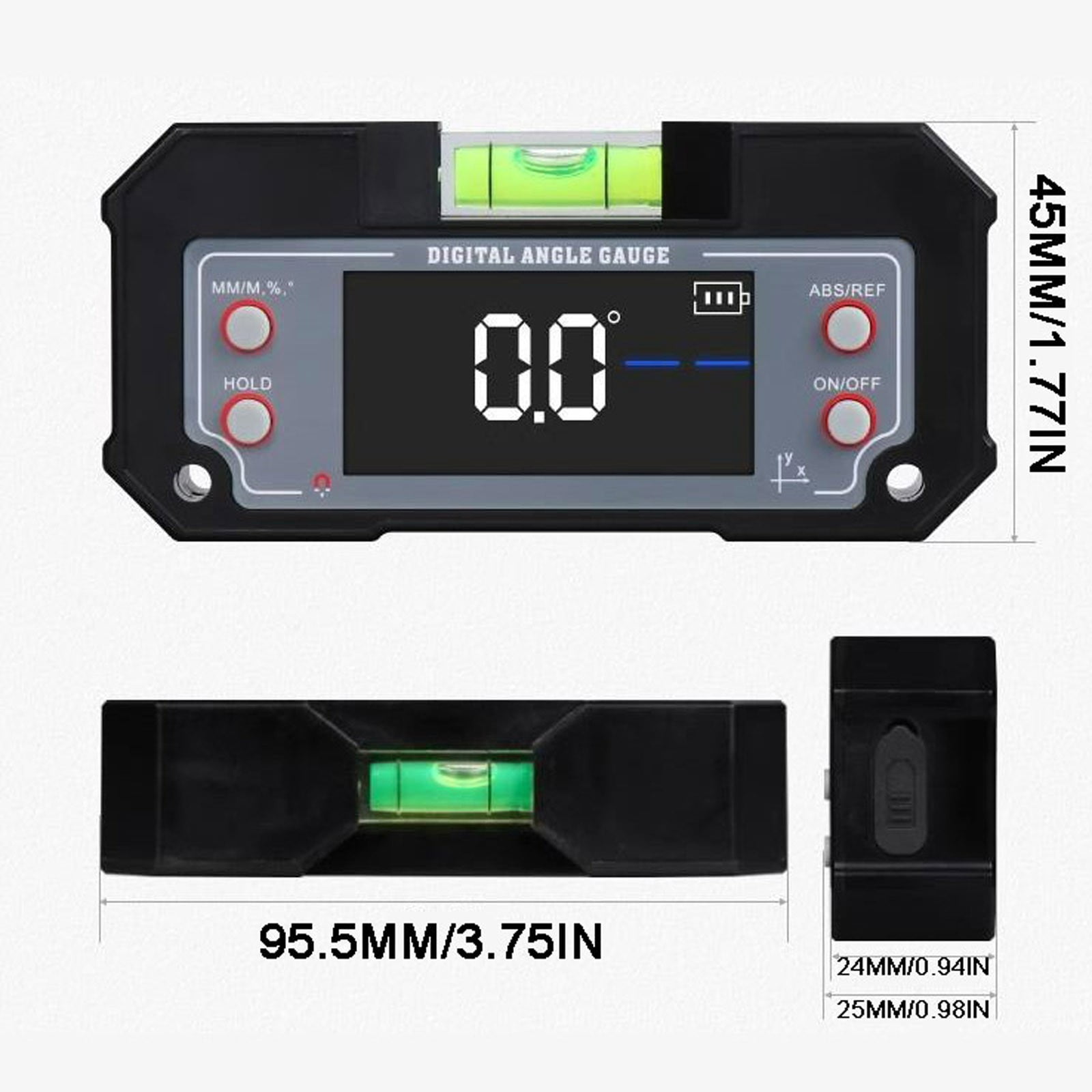 Digital Angle Finder, Multi Angle Finder Tool with Backlit LCD, Protractor Digital Level,3D Printer Tools Strong Magnetic Base Measures with Bubble and Dual Display