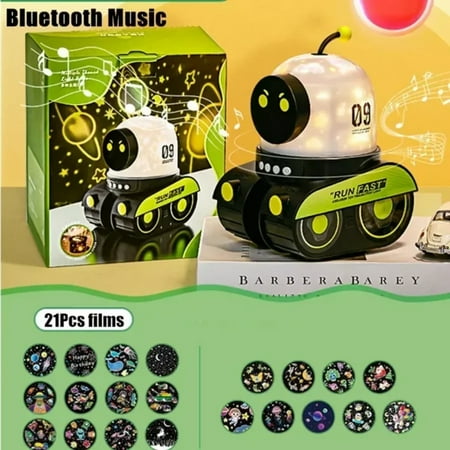 

YNGYFE Luminous Robot Night Light Projector with Bluetooth Music Lamp 21 Films for Glaxy Projection - Ideal Birthday Gift and Christmas Room Decor