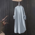 thumbnail image 5 of Outfmvch Linen Button Down Shirt Women Womens Cotton Linen Button Down Shirts Lapel Long Blouses Tops Womens Button Up Shirts Boyfriend Dress Shirt Blue L, 5 of 5