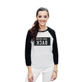 thumbnail image 2 of Thread Tank Never Look Back Unisex 3/4 Sleeves Baseball Raglan White Black Small, 2 of 4