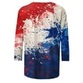 thumbnail image 3 of Moxiu Chemise du 4 Juillet Grande Taille Femmes Rouge Blanc et Bleu Chemises Manches 3/4 Col Rond Chemise Imprimé Drapeau Américain T-Shirt Patriotique 2025 Multicolore,TTTTG, 3 of 5