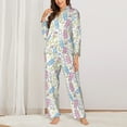 thumbnail image 3 of Wukai Cartoon Bunny Print Women's Pajama Set - Soft Long Sleeve Sleepwear for Comfort and Style-Small, 3 of 9