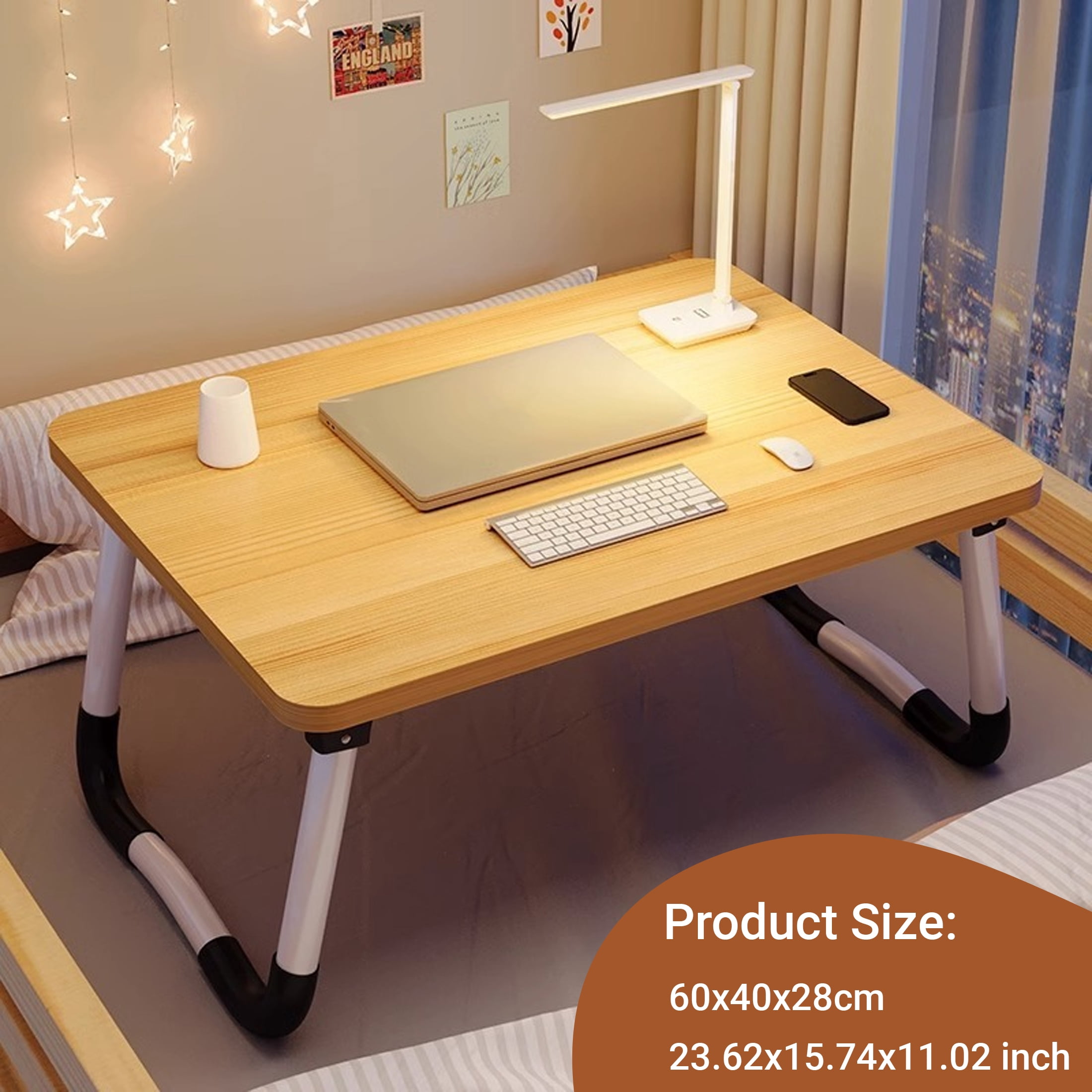 Lap Desk, Foldable 23.6 Inch Portable Bed Desk, Laptop Table Portable Desk for Working Reading Writing, Eating