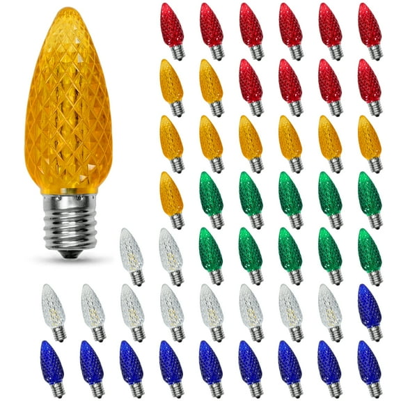 Austin Coast C9 Led Christmas Lights Bulb, C9 Replacement LED Christmas Lights Outdoor Bulb, C9 Shatterproof Led Bulb For Christmas String Lights, E17 Base, Commercial Grade Multicolor Bulbs