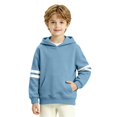 thumbnail image 4 of Ruyang Kids Long Sleeve Hooded Sweatshirt Striped Sleeve Pullover Hoodies Oversized Loose Kangaroo Pocket Sweatshirt for Girls, 4 of 9