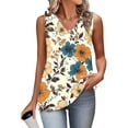 thumbnail image 5 of QUNYINEY Tank Top Women Summer Casual Floral Tops Sleeveless Loose Fit V Neck Pleated Shirts for Women, 5 of 6