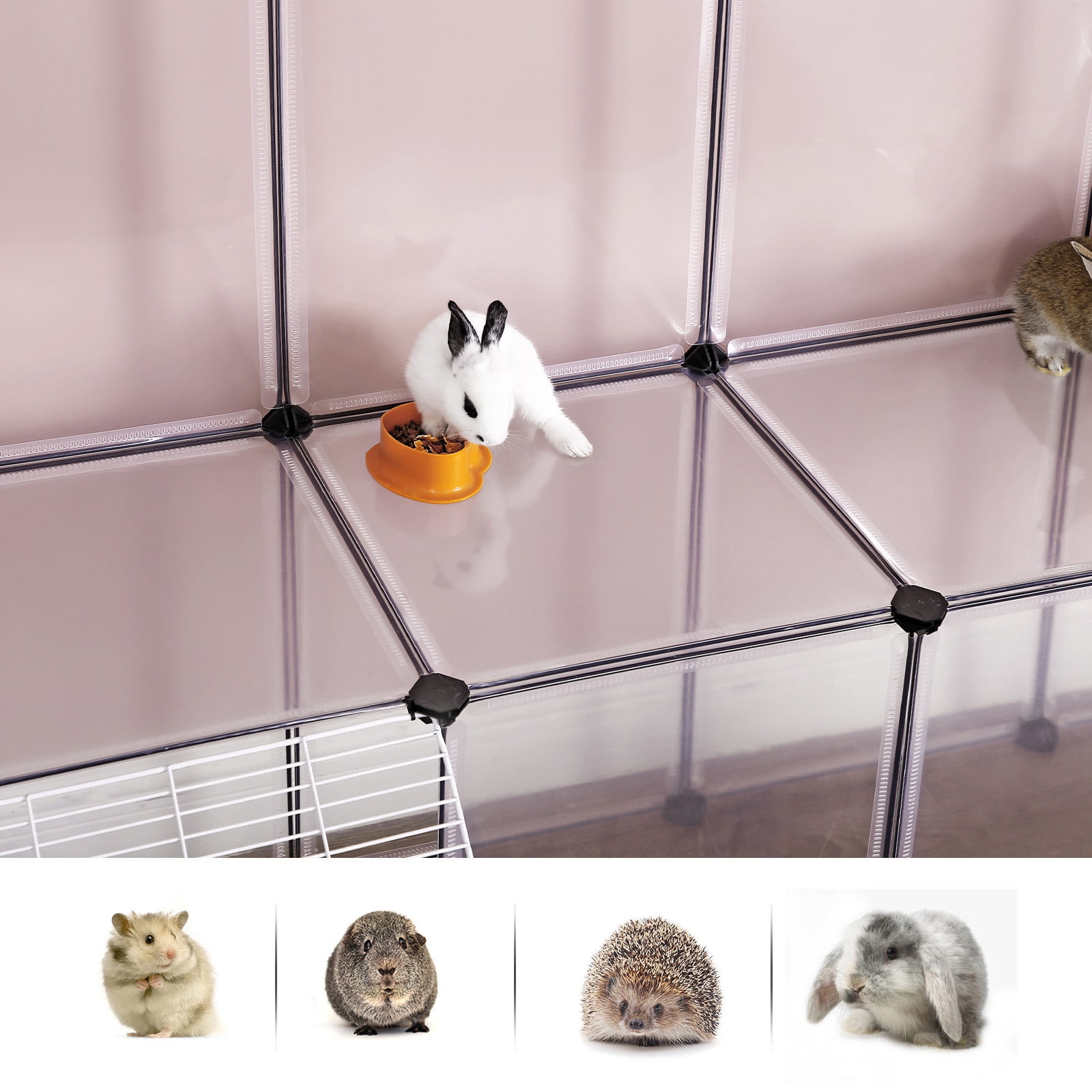 Guinea Pig Playpen with Dense Ramp, Indoor Rabbit Run Hutch Cage, Large Exercise Enclosure with Stairs, DIY Plastic Modular Fence for Hamster, Pet, Small Animals, White