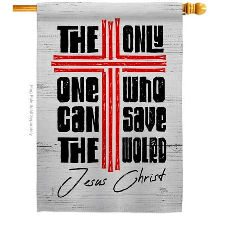 Breeze Decor H120239-BO 28 x 40 in. Save the World Religious Bible Verses Double-Sided Vertical Decoration Banner House & Garden Flag - Yard Gift