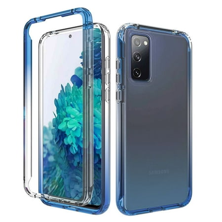 Samsung Galaxy S20 FE 5G / S20 Fan Edition 5G Phone Case Two Tone Transparent Blue Hybrid Full Body Heavy Duty Protection, Shockproof Rugged Cover For Galaxy S20 FE /5G ,by XCell