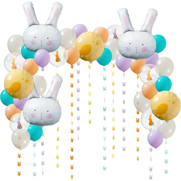 Cheerland Easter Balloons Kit with Bunny and Chicks Pastel Balloons Chicken Foils Balloons