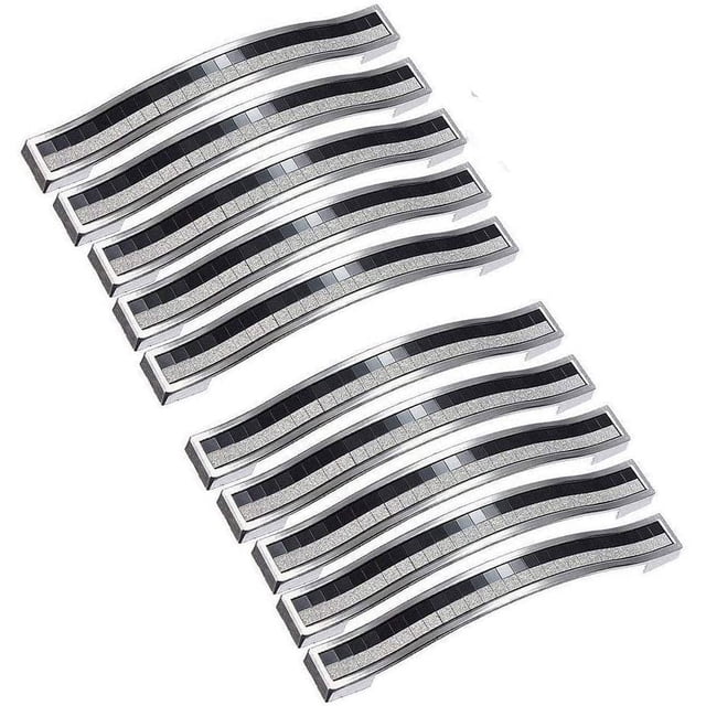 Juego de 10 tiradores de armario de cristal brillante con pedrería - Tiradores negros para muebles Tirador para muebles de cocina Distancia entre centros 96 mm