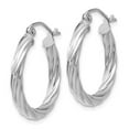 thumbnail image 2 of Real 14kt White Gold Polished 3.25mm Twisted Hoop Earrings; for Adults and Teens; for Women and Men, 2 of 3