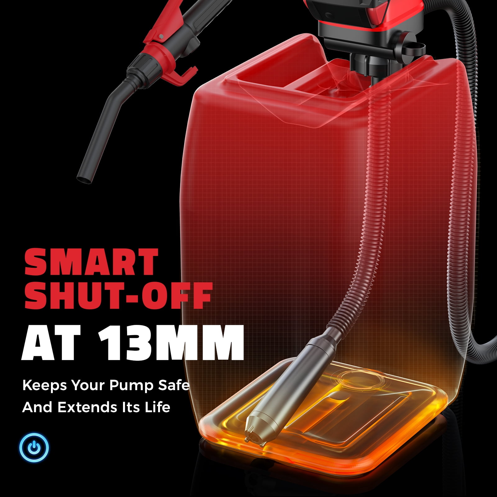 Cordless Fuel Transfer Pump Compatible with DeWalt 20V & Milwaukee 18V Batteries, 3.2 GPM Portable Fuel Pump with 51'' Hose and 3 Adapters(Bare Tool)