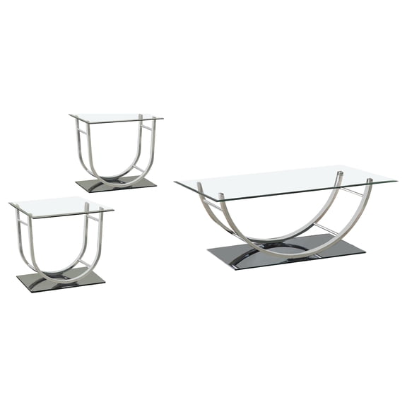 Danville 3-piece Glass Top Coffee and End Table Set Chrome