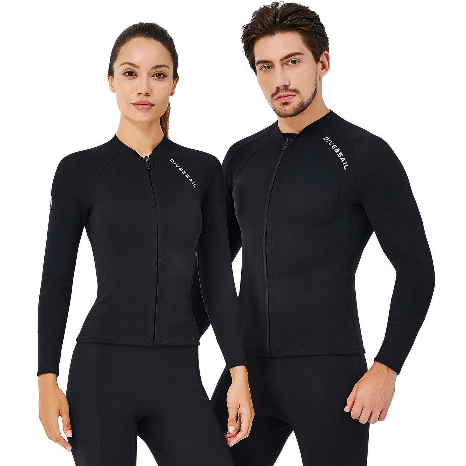 Women's Wetsuit Jacket Shirt Front Zip Wetsuit Top for Scuba Diving Swimming 