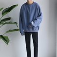 thumbnail image 2 of AMERTEER Hommes Manches Longues Col Rond Chaud Pull Automne Sweat-Shirt Randonnée Chemises Bleu XXL, 2 of 7