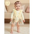 thumbnail image 4 of Miaouyo 0-24 Months Infant Baby Girl Fall Romper Dress Crew Neck Long Sleeve Tutu Bodysuit with Bow Headband, 4 of 9