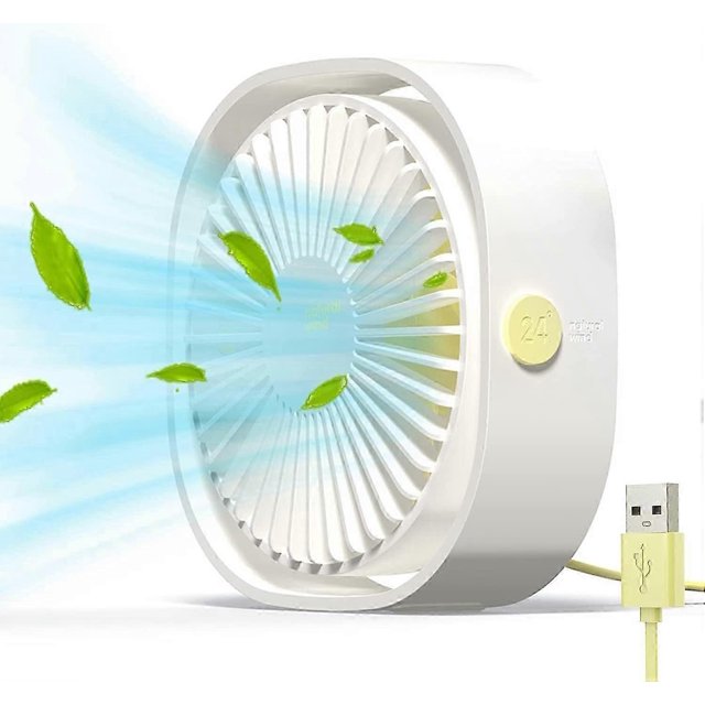USB Fan Mini Portable Fan Silent Fan Desk Fan 3 Speeds Adjustable USB Powered(White)