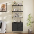 thumbnail image 4 of VEANERWOOD Fluted 5-Tier 71"H Industrial Bookshelf with Storage Cabinet & Sturdy Metal Frame,Narrow Bookcase for Living Room,Bedroom,Home Office, Black, 4 of 8