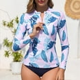 thumbnail image 5 of Swim Suits for Women 2025 Athletic Two Piece Swimsuits with Bottom Long Sleeve Swimsuit Sports Surfing Swimwear Bathing Suits with Zipper, 5 of 7