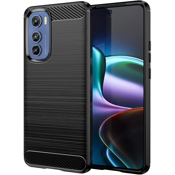 wonima11 Case for Moto Edge 30 5G Case, Motorola Edge 30 XT2203-1 Case, Carbon Fiber Shockproof Slim Silicone Rugged Soft TPU Back Phone Cover for Motorola Edge 30 5G Black