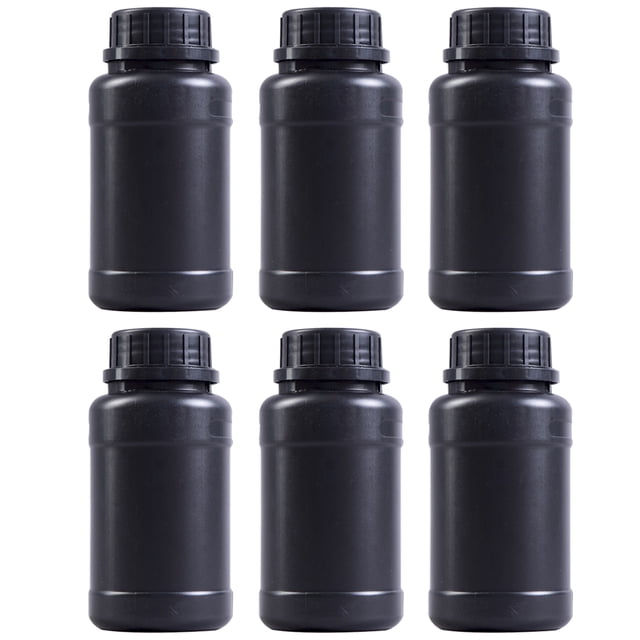 EeaseCA 6pcs Chemical Engineering Bottles Simple Durable Plastic Away From Light Chemical Holders Storage Container (Black)