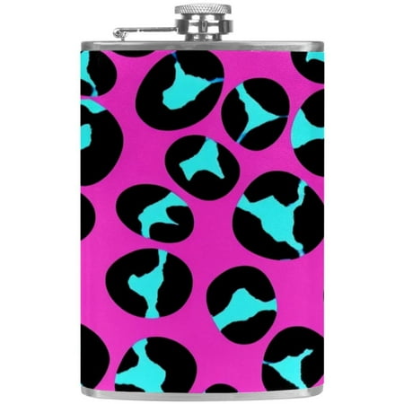 

josid Leopard Print Pattern 3.6x6in Stainless Steel Small Flask Leak-Proof Stainless Steel Construction Wrapped in Premium Two-Layer Leather Nano-Printed Design 227ml Capacity
