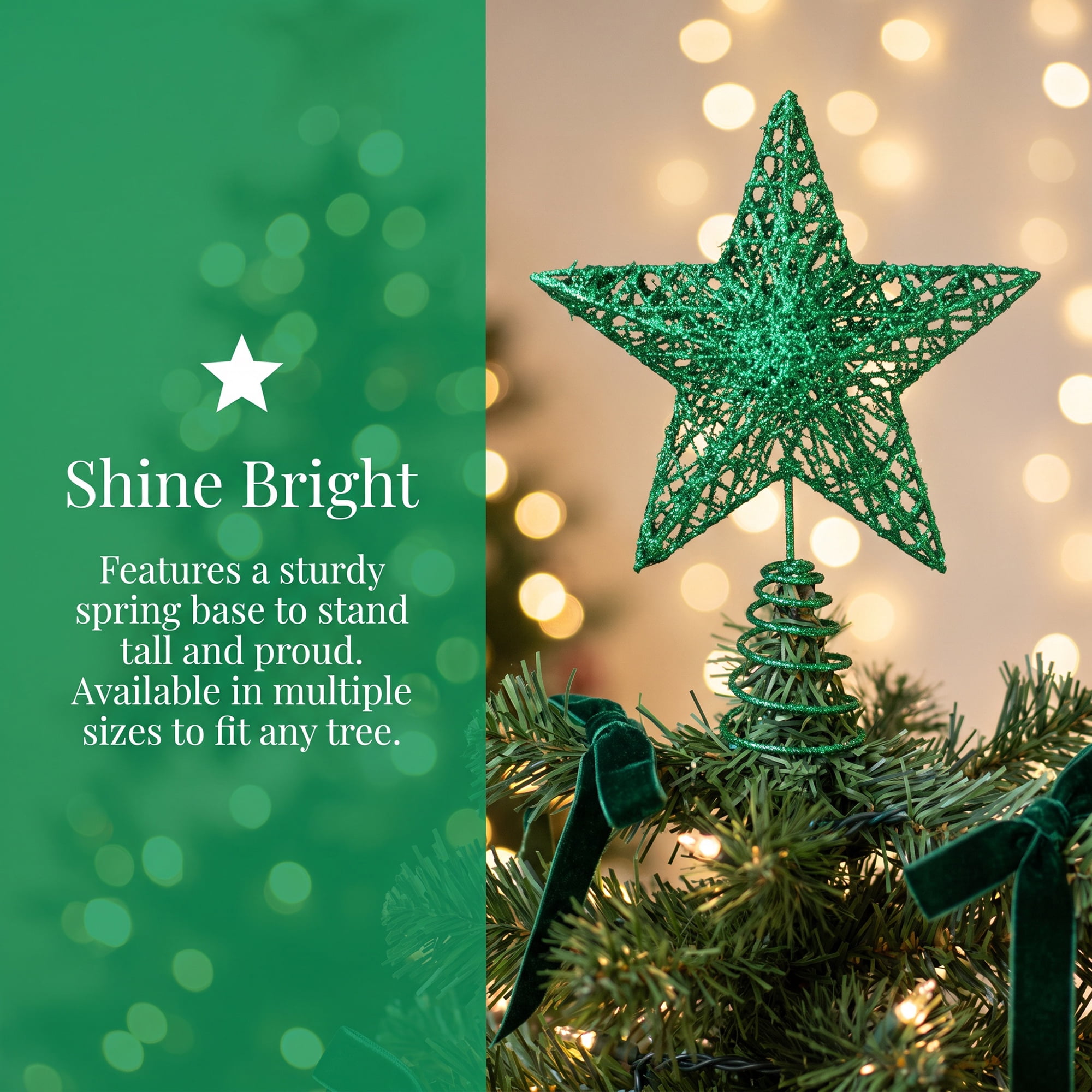 Unique Bargains Shimmering Astral Crest Luxury Spring Tree Toppers Accent Green 7.9"
