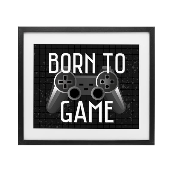 Stupell Industries Born To Game Retro Black Framed Print Under Glass, design by Kim Allen