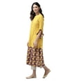 thumbnail image 3 of Yash Gallery Women's Cotton Ikat Print Anarkali Kurta (Mustard), 3 of 5