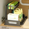 thumbnail image 4 of Estante De Almacenamiento Deslizante Debajo Del Fregadero, Organizador Debajo Del Fregadero Con Soporte De Carga Alta En Forma De L, 2 Niveles Para Cocina, 4 of 7