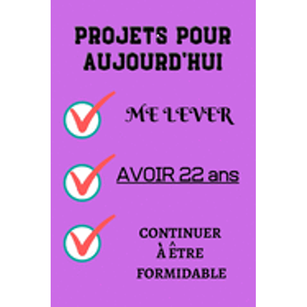 Projets Pour Aujourd Hui Me Lever Avoir 22 Ans Continuer A Etre Formidable Felicitez L Anniversaire De Facon Originale 1 Pages Cadeau D Anniversaire Original Pour Les Filles Et Les Garcons De 22 Walmart Com