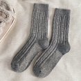 thumbnail image 1 of CNEJRHG 1Pair Women's Speckled Yarn Crew Socks Loose Tube Cushioned Ribbed Knit Thick Thermal Autumn Winter Mid Calf Plain Color Cotton Socks Z6 Light Ashy 1x, 1 of 2