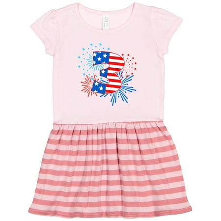 

Inktastic Third Birthday- Fourth of July Fireworks Gift Toddler Girl Dress