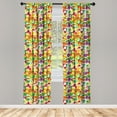 thumbnail image 3 of Ambesonne Vegetables Curtains, Smile Kawaii Foods, Pair of 28"x63", Multicolor, 3 of 5