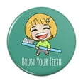 thumbnail image 1 of Brush Your Teeth Toothbrush Kawaii Chibi Pinback Button Pin, 1 of 4