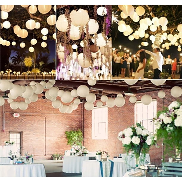 12 Unids Linterna de Papel Blanco 30 Cm Linterna China Blanca Bolas Chinas Lámpara de Papel Forma de Bola Blanca Forma de Bola para Iglesia Garden Party Decoratio