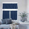 thumbnail image 6 of 3 Piece Kitchen Curtains and Valances Set Dark Blue Cafe Curtains 24 Inch Length Retro Farmhouse Plants Wall Lines Texture Valance & Tier Curtain for Living Room Bedroom Window 54"x18"+27"x24"*2, 6 of 6