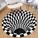 thumbnail image 5 of 2pc 3D Swirl Print Alfombras de área de óptica Alfombra Alfombras de felpudo antideslizantes para el piso Diámetro 80cm Sunnimix Alfombra redonda de rejilla blanca y negra, 5 of 8