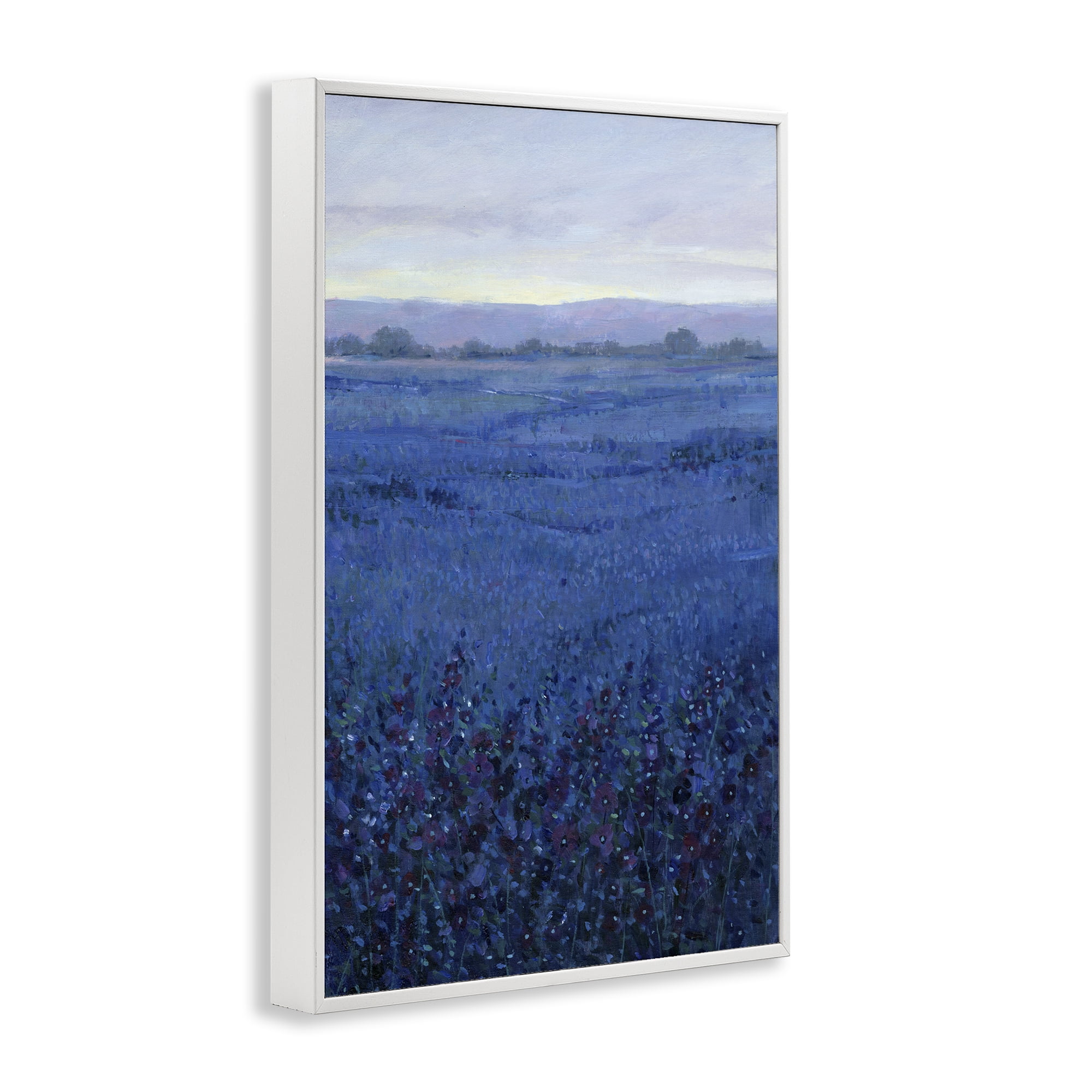 Stupell Industries Blue Country Fields Landscape Painting White Framed Art Print Wall Art, 20 x 30