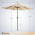 thumbnail image 5 of MF Studio 9ft Patio Umbrella with 8 Sturdy Ribs with Push Button Tilt/Crank Outdoor Market Table Umbrellas Beige, 5 of 12