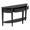 thumbnail image 6 of 51" Modern Curved Console Table, Solid Wood Half Moon Sofa Table with 3 Drawers and Open Bottom Shelf, Vintage Narrow Entryway Table for Hallway Living Room Bedroom, Black, 6 of 9