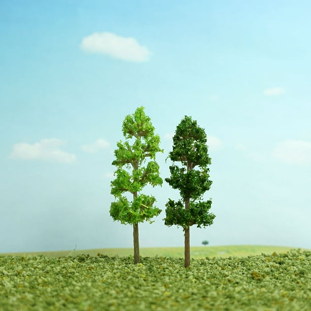 QuarenDen Kit de paysage, 47 pièces, figurines peintes, paysage de train miniature, arbres miniatures, tapis d'herbe pour paysage miniature