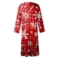 thumbnail image 3 of Women's Casual Crew Neck Christmas Print Mid-Length Dress with Pockets, Long Sleeve Holiday Party Dress with Festive Pattern, A-Line Swing Vintage Style,Red,Size XL, 3 of 4