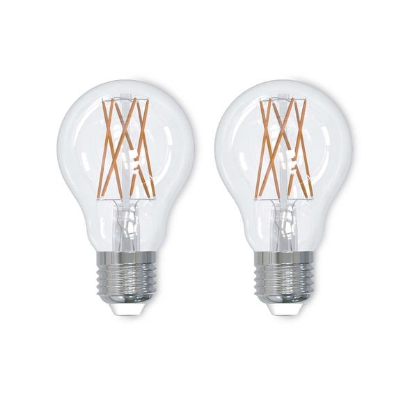Bulbrite Pack of (2) 9 Watt Dimmable Clear Filament A19 Medium (E26) LED Light Bulb - 1100 Lumens, 3000K, and 90 CRI