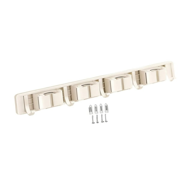 Soporte para trapeador y escoba, montaje en pared, para garaje, ahorra espacio, antideslizante 4 estantes 5 ganchos